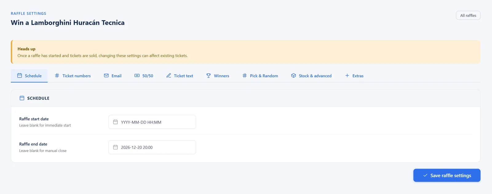 Settings → Schedule