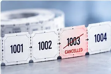 Sequential raffle ticket numbers printed in order