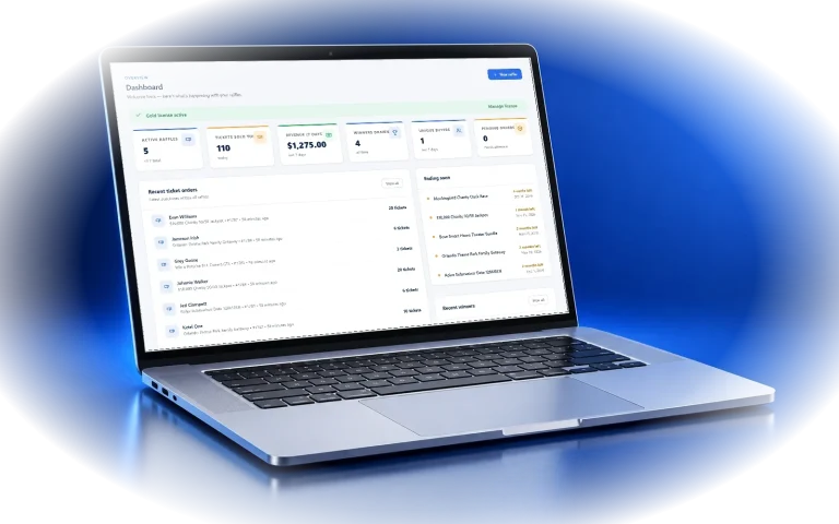 WPRaffle V7 dashboard on a laptop